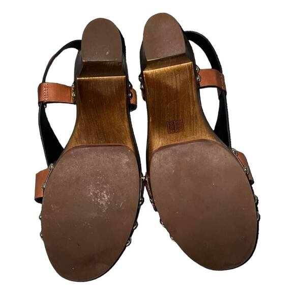 Coach Adessa Brown Leather Platform Heels Sandals Size 9 Slingback Studded - Picture 7 of 9